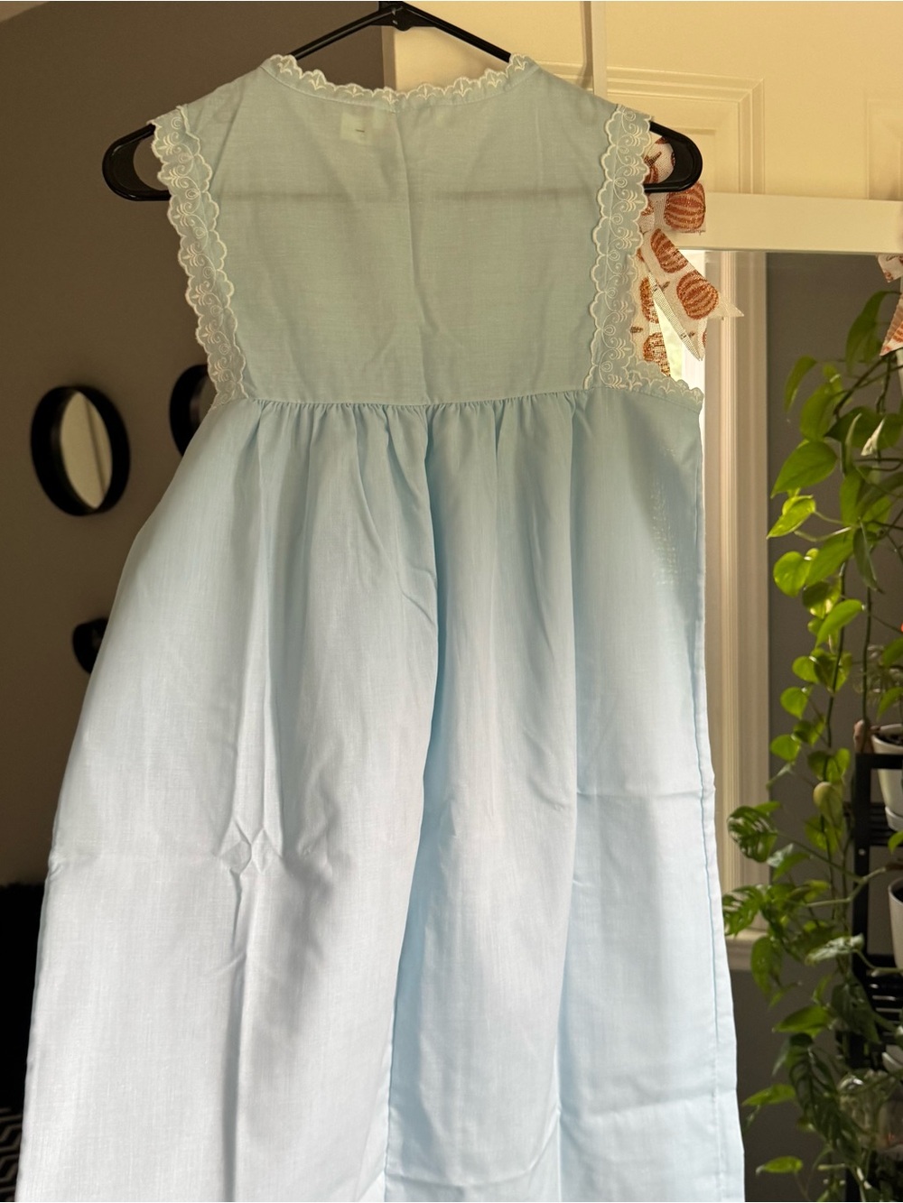 NWT Vintage Barbizon Nightgown Blue Lace Eyelet Bodice Cottagecore Prairie 80s - Picture 6 of 10